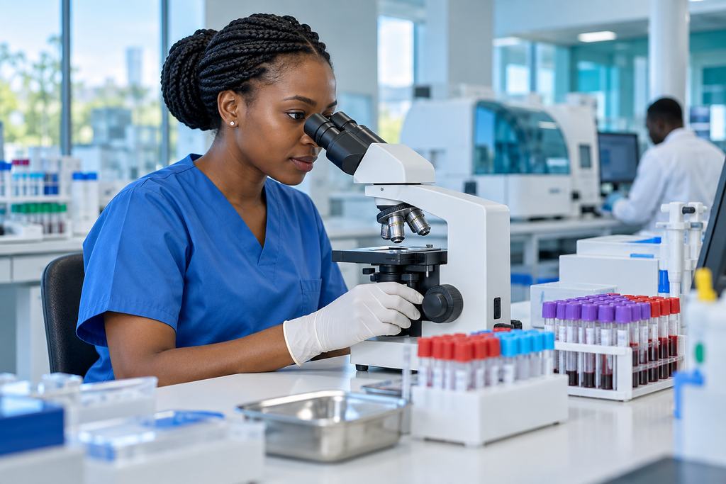 Medical technologist working in the hospital laboratory